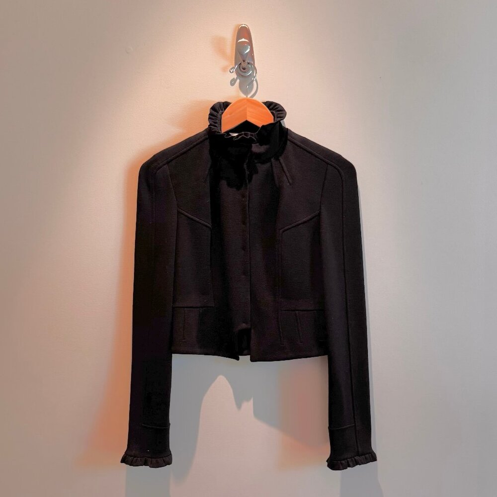 Diane Von Furstenburg Black Cropped Blazer/Jacket (Vintage)
